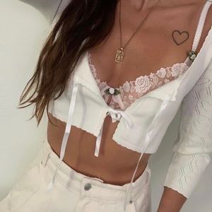 For Love and Lemons Black Pointelle Knit Cardigan